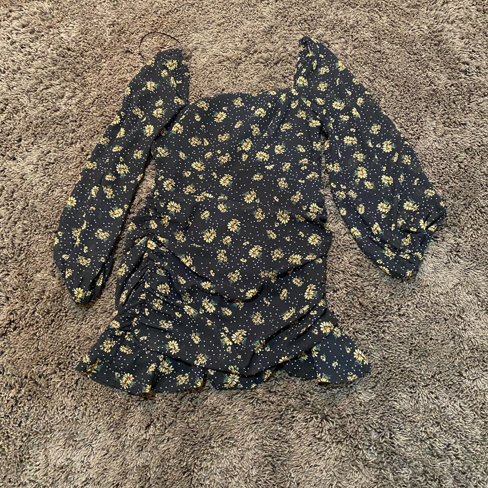 princess poll black sunflower mini dress size 6